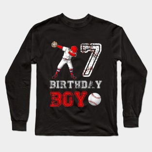 7th Birthday Boy Baseball Player Toodler Long Sleeve T-Shirt